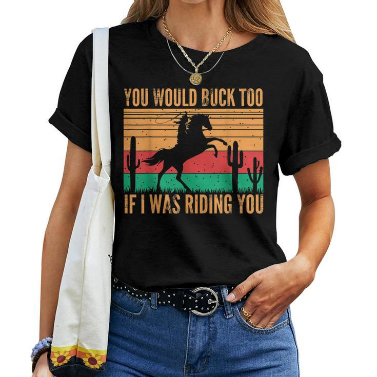 Riding Rodeo Cowgirl Horse Retro Sexy Cowgirls Western Women T-shirt