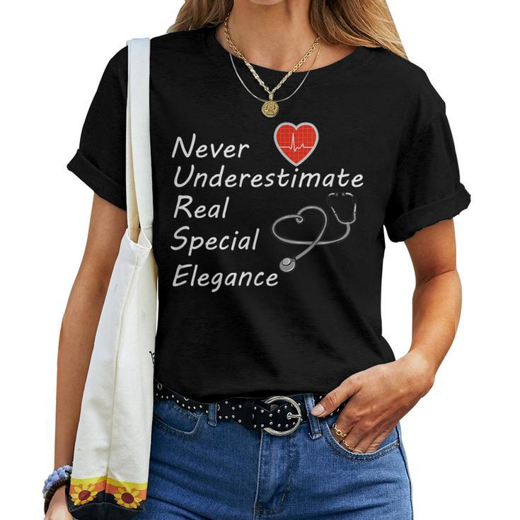 Rn Nurse Never Underestimate Real Special Elegance Women T-shirt