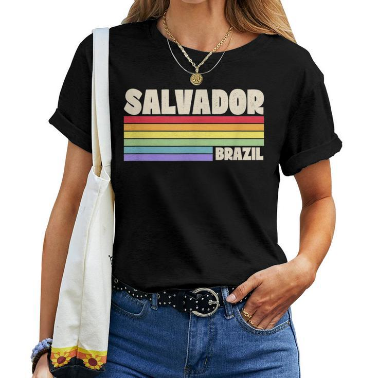 Salvador Brazil Rainbow Gay Pride Merch Retro 70S 80S Queer Women T-shirt