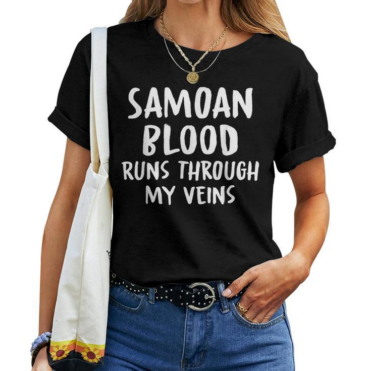 Samoan Blood Runs Through My Veins Novelty Sarcastic Word Women T-shirt