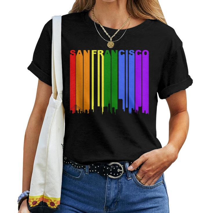 San Francisco California Lgbtq Gay Pride Rainbow Skyline Women T-shirt Crewneck