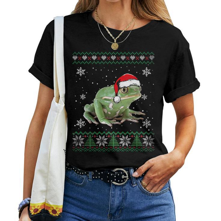 Santa Frog Ugly Sweater Animals Christmas Pajama Women T-shirt