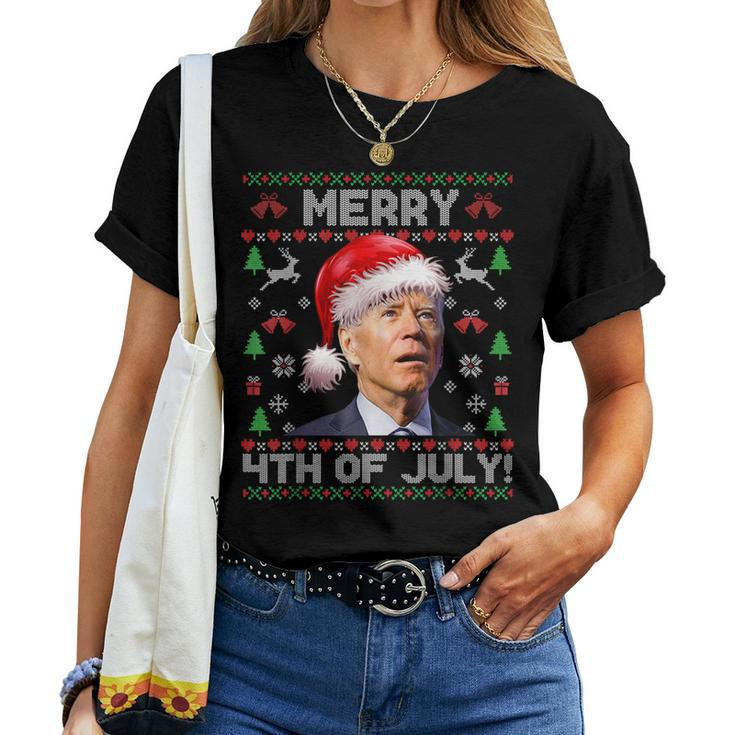 Santa Joe Biden Merry 4Th Of July Ugly Christmas Sweater Women T-shirt
