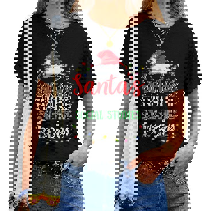 Santas Favorite Social Studies Teacher Christmas For Teacher Women T-shirt