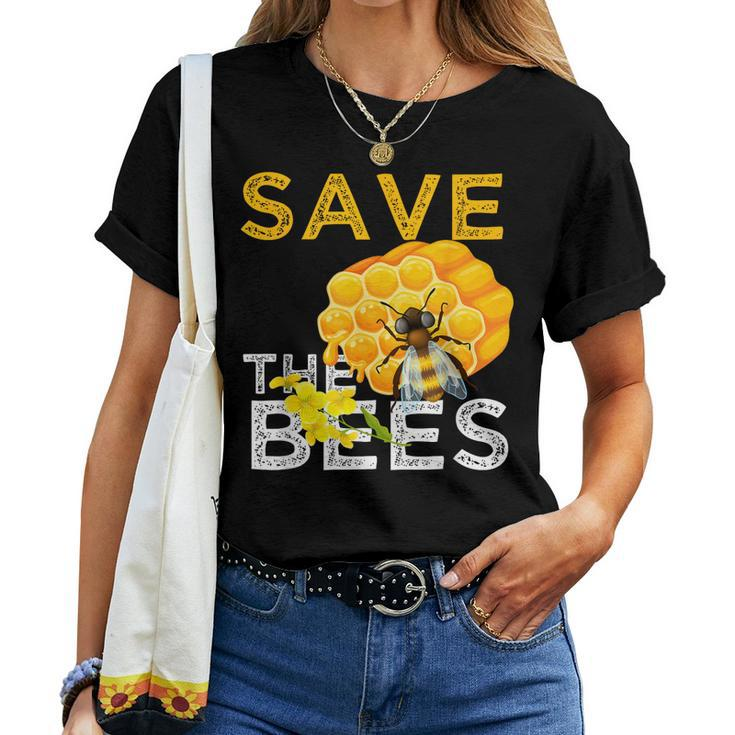 Savethe Bees Keeper Climatechange Flowers And Bees Themes Women T-shirt