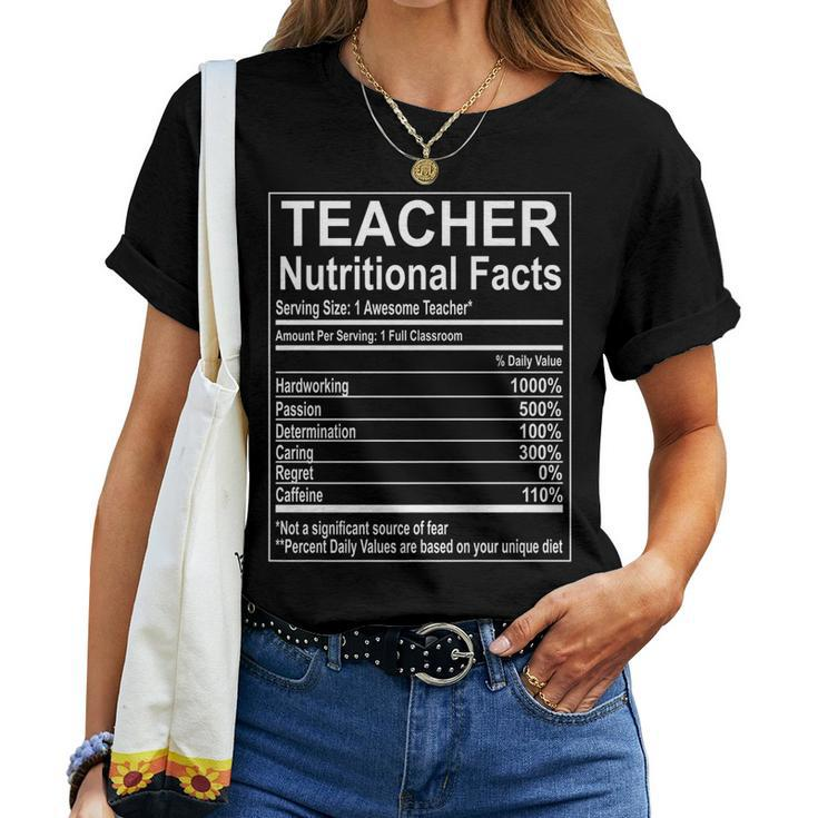 School Teacher Nutrition Facts Educator Women T-shirt