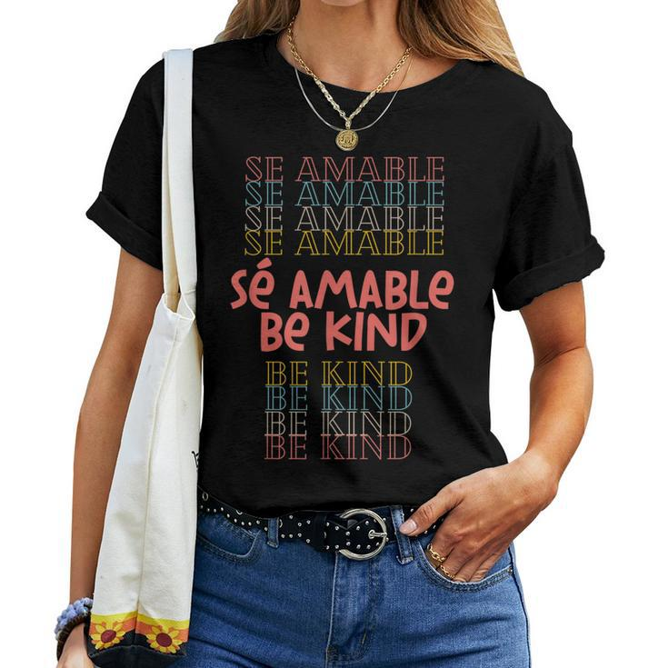 Se Amable Be Kind In Spanish Retro Colors Graphic Women T-shirt