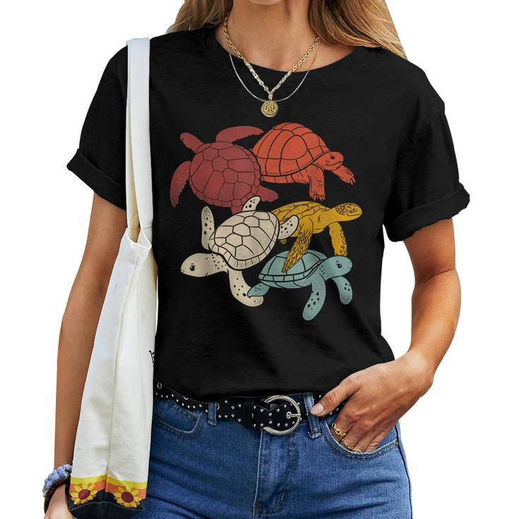 Sea Turtle Tortoise Retro Vintage  Women T-shirt Short Sleeve Graphic