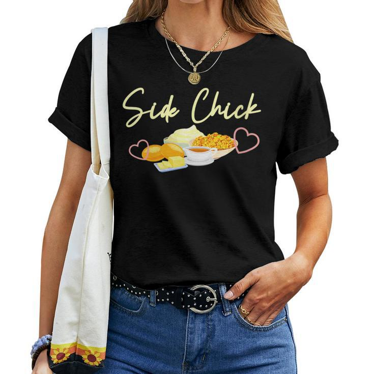 Side Chick Christmas Thanksgiving Side Dishes Dinner Foods Women T-shirt Crewneck