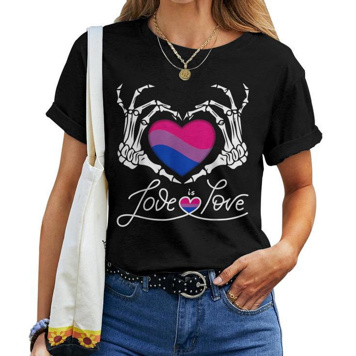Skeleton Heart Love Is Love Lgbt Bisexual Pride Month Women Women T-shirt
