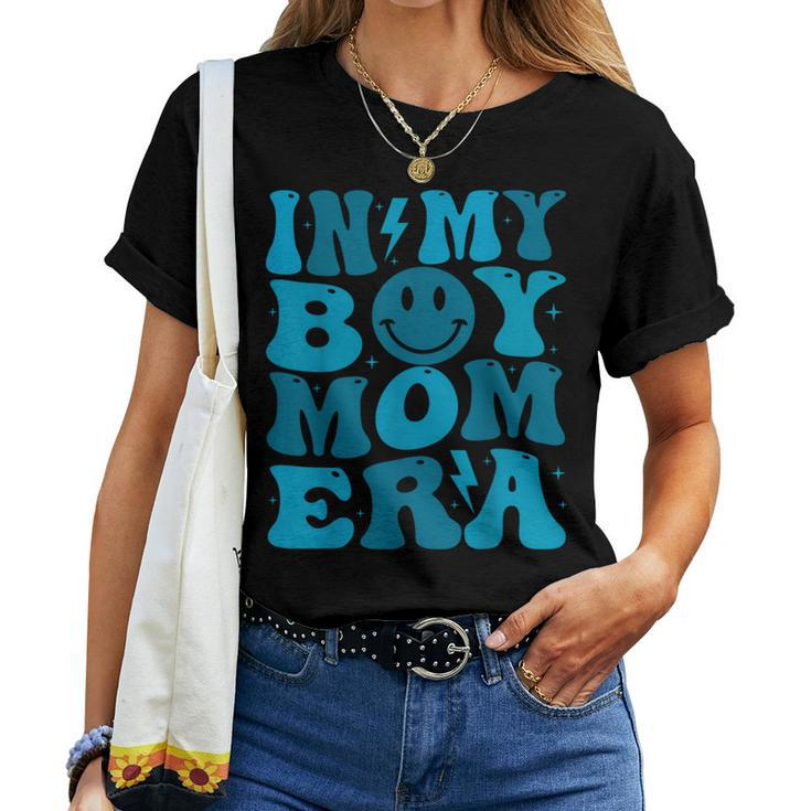 Smile Face In My Boy Mom Era Groovy Mom Of Boys  Women T-shirt Short Sleeve Graphic
