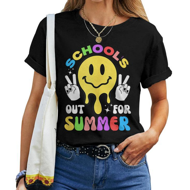 Smile Face Teacher Last Day Of School Schools Out For Summer Women T-shirt