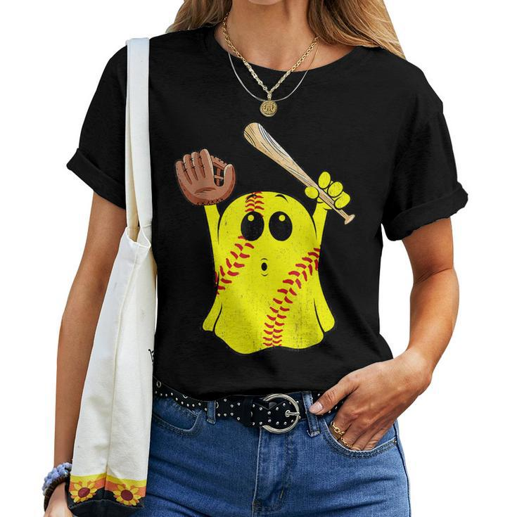 Softball Ghost Softball Lover Halloween Costume Boy Girl Women T-shirt