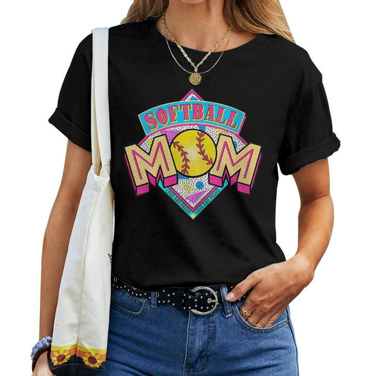 Softball Mom Retro 80S 90S Softball Mama For Mom Women T-shirt