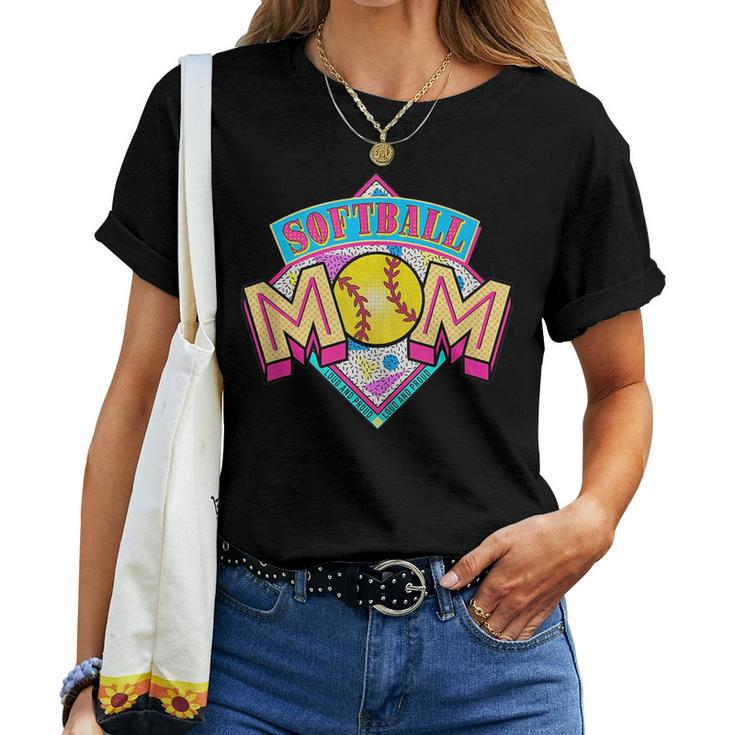 Softball Mom Retro 80S 90S Softball Mama For Mom Women T-shirt Crewneck