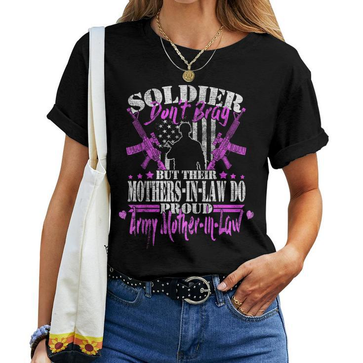 Soldiers Don't Brag Proud Army Mother-In-Law Military Mom Women T-shirt