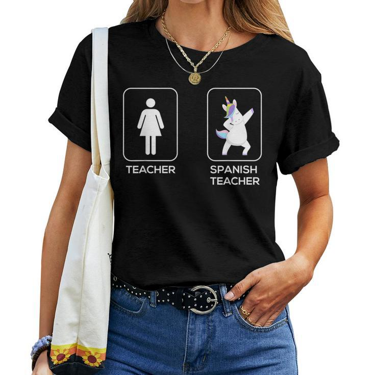Spanish Teacher Dabbing Dance Unicorn For Teacher Women T-shirt Crewneck