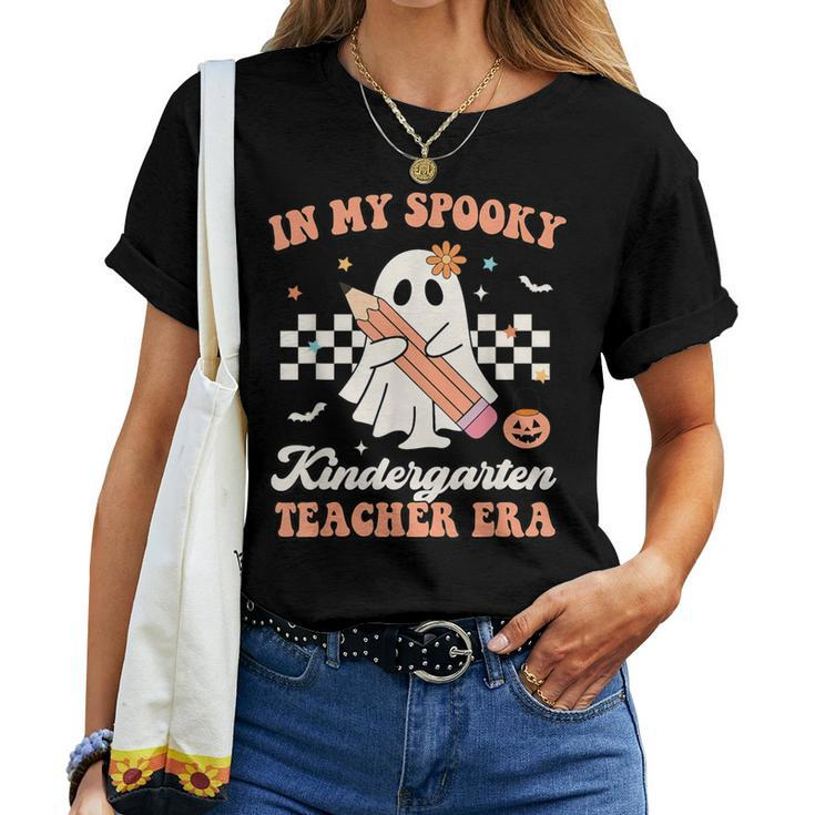 In My Spooky Kindergarten Teacher Era Groovy Retro Halloween Women T-shirt