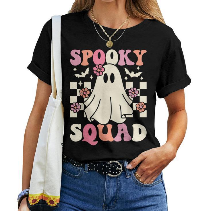 Spooky Squad Halloween Ghost Costume Retro Groovy Women T-shirt
