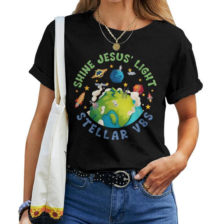 Stellar Vacation Bible School Shine Jesus Light Christian Women T-shirt