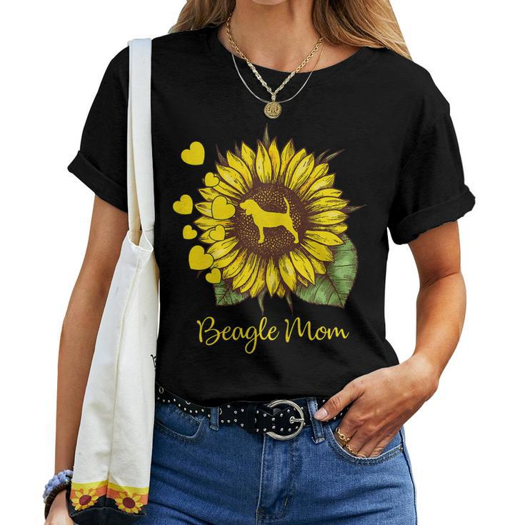 Sunflower Dog Mom For Beagle Lovers Women T-shirt