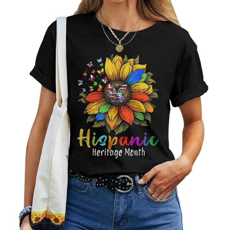 Sunflower Latin Countries Flags Hispanic Heritage Month Women T-shirt