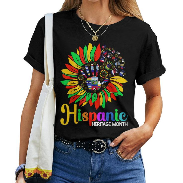 Sunflower Latino Hispanic Heritage Month Roots And Flags Women T-shirt