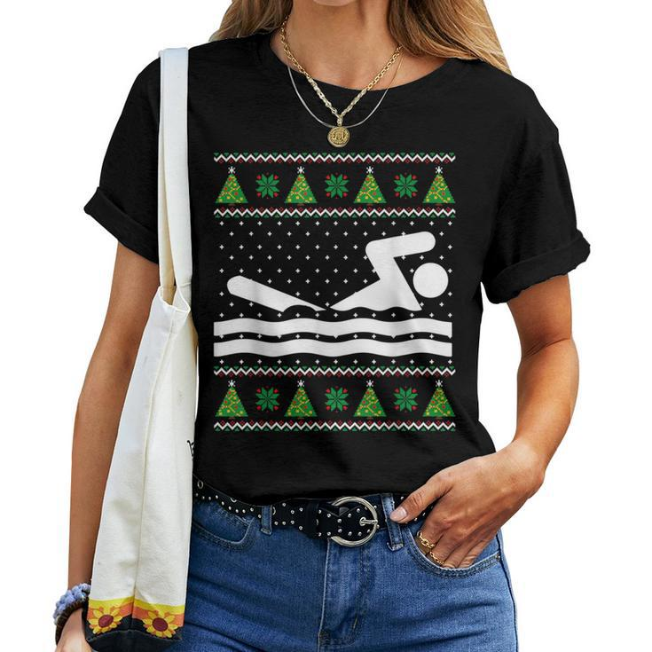 Swimming Ugly Christmas Sweater Women T-shirt