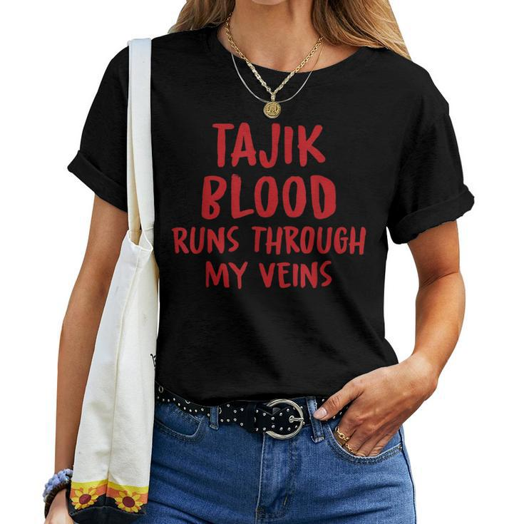 Tajik Blood Runs Through My Veins Novelty Sarcastic Word Women T-shirt