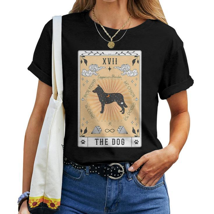 Tarot Card The Dog Lapponian Herder Celestial Space Galaxy Women T-shirt