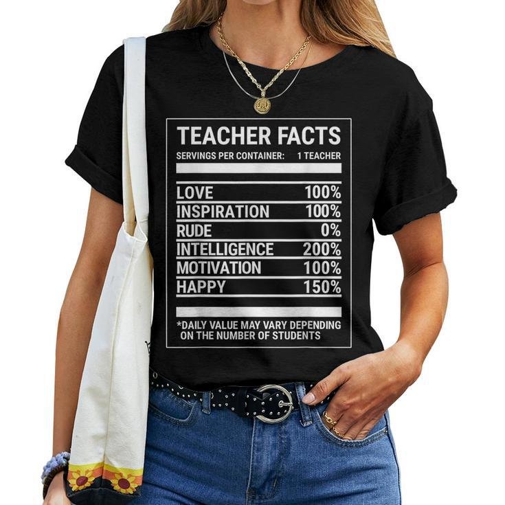Teacher Facts Teaching Nutritional Facts Women T-shirt Crewneck