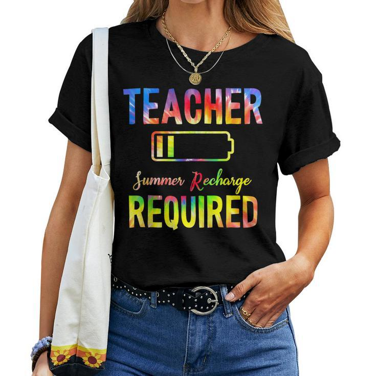 Teacher Summer Recharge Required Tie Dye Teacher Vacation Women T-shirt