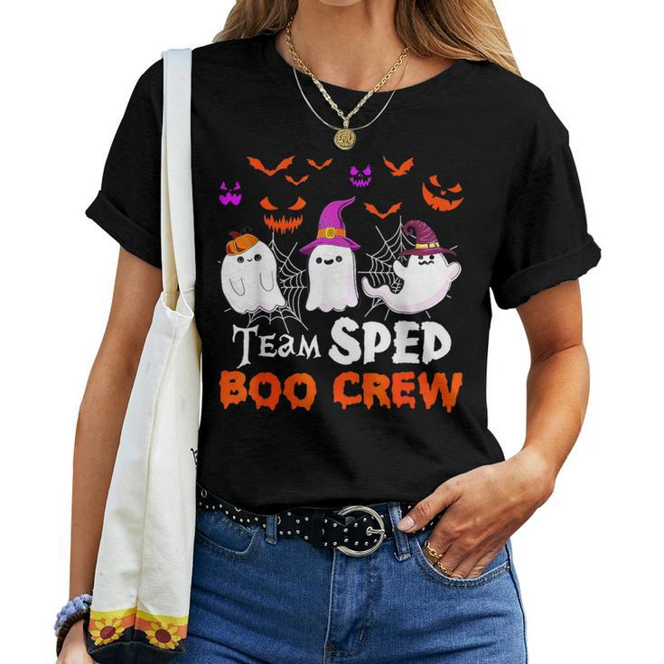 Team Sped Boo Crew Cute Ghost Halloween Costume Teacher Women T-shirt