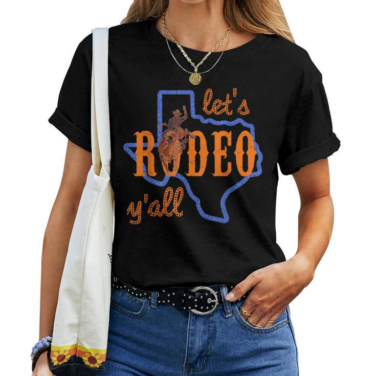 Texan Cowboy Cowgirl Let's Rodeo Y'all Cute Hlsr Women T-shirt