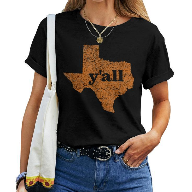 Texas T Women Men Yall Texas State Map Vintage Yall Texas s And Merchandise Women T-shirt