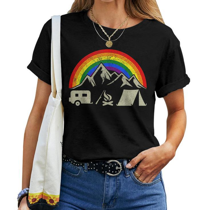 Th Lgbt Camping Rainbow Gay Flag Costume Camper Women T-shirt