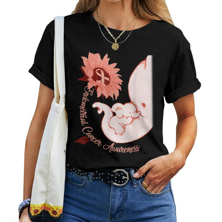 Th Uterine Cancer Awareness Sunflower Elephant Costume Women T-shirt
