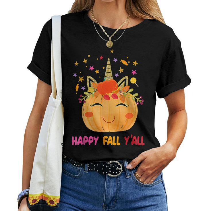 Thanksgiving Cute Pumpkin Unicorn Halloween S Girls Women T-shirt