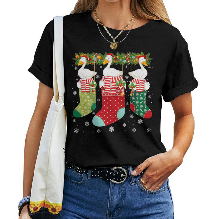 Three Goose In Socks Ugly Christmas Sweater Party Women T-shirt