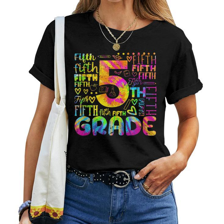 Tie Dye 5Th Grade Typography Team Fifth Grade Teacher Women T-shirt