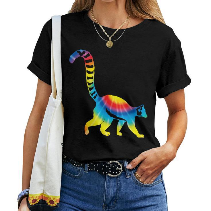 Tie Dye Indri Rainbow Print Lemur Animal Hippie Peace Women T-shirt
