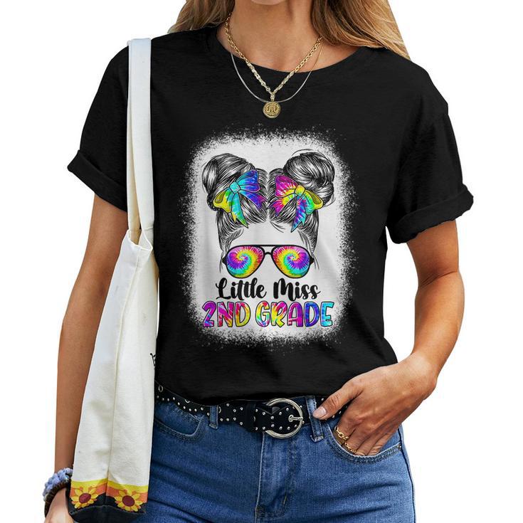 Tie Dye Little Miss 2Nd Grade Messy Bun Back To School Girls  Women T-shirt