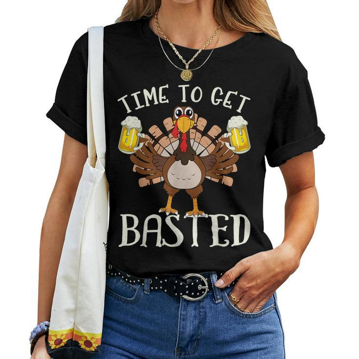 Time To Get Basted Beer Let's Get Adult Turkey Women T-shirt