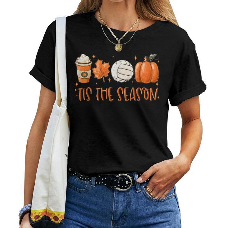 Tis The Season Latte Pumpkin Fall Thanksgiving Volleyball Women T-shirt