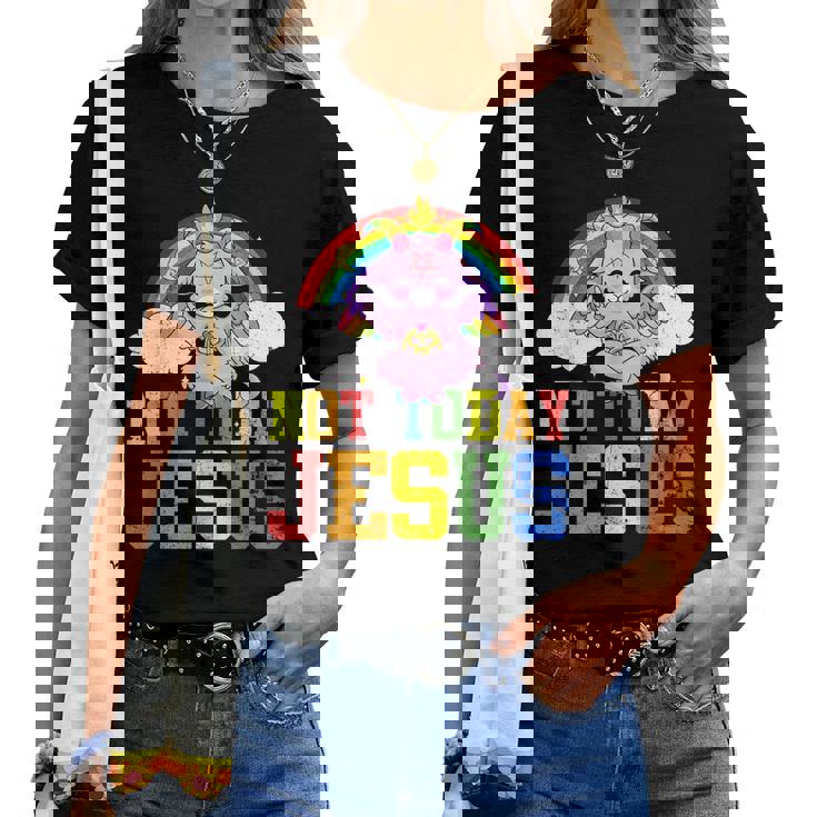 Today Not Jesus Cute Baphomet Lbgt Satan Goat Gay Pride Women T-shirt