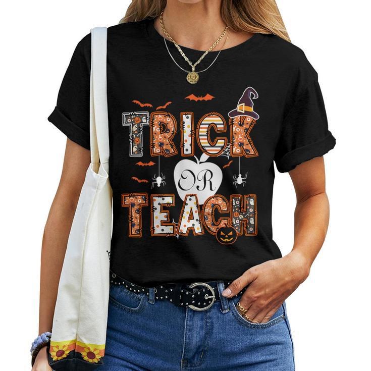 Trick Or Teach Retro Halloween Teacher Costume Women T-shirt