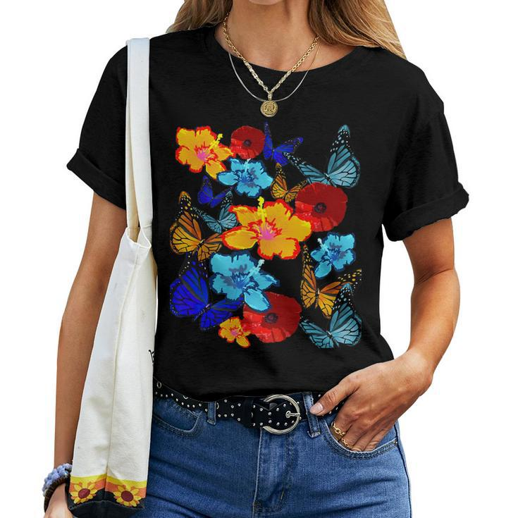 Tropical Hibiscus & Butterfly Women T-shirt