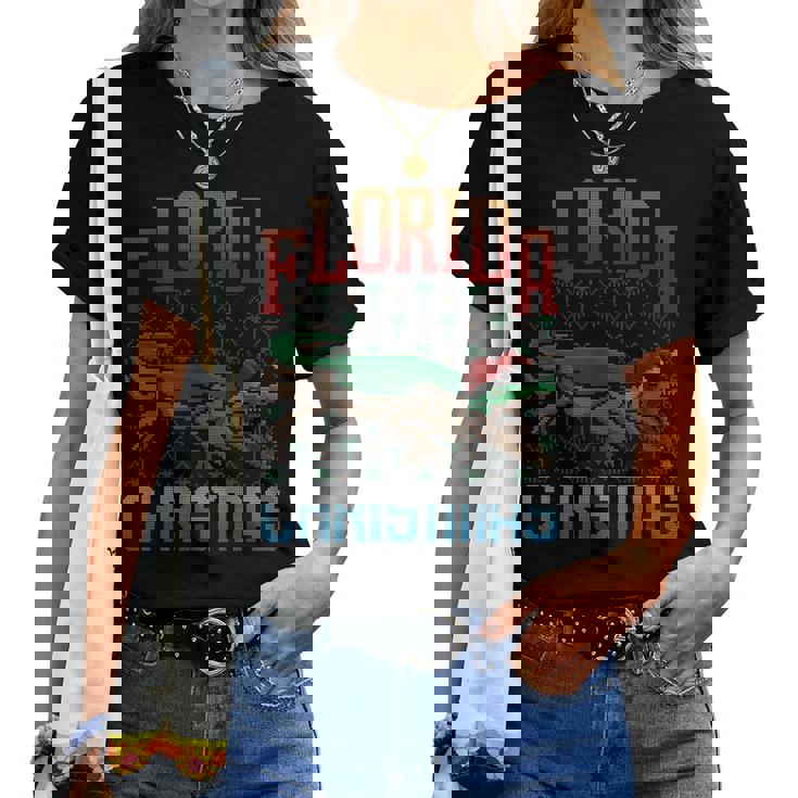 Ugly Christmas Sweater Alligator Reptile Florida Christmas Women T-shirt