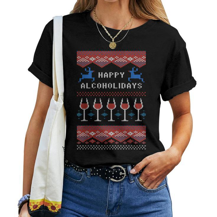 Ugly Christmas Sweater For Wine Xmas Women T-shirt