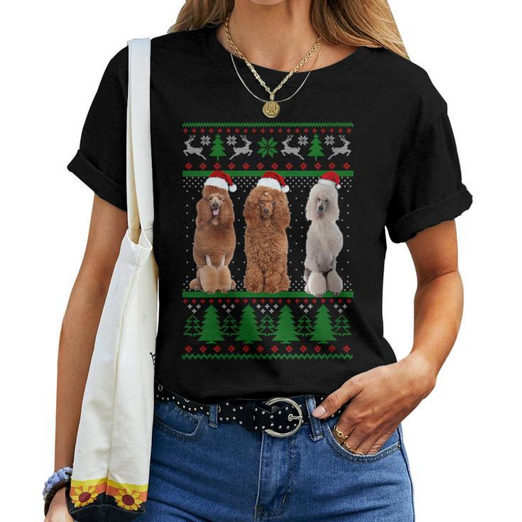 Ugly Christmas Sweater Poodle Dog Women T-shirt